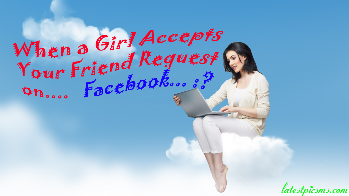 Beautiful Girl Using Facebook on Laptop