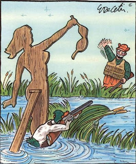 duck baiting a hunter