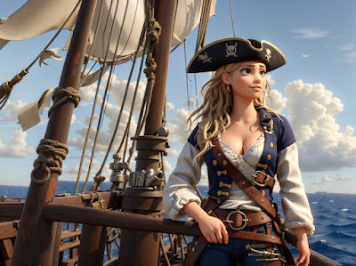 blonde female pirate deck of ship