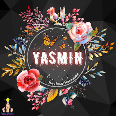 Solapín Nombre Yasmin en circulo de rosas gratis