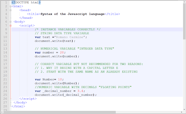 Syntax of the JavaScript language