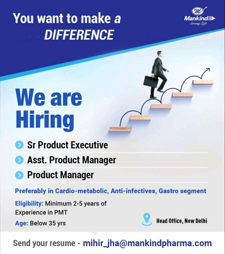 Job Availables,Mankind Pharma Ltd – Job Vacancy For  Product Manager / Asst. Product Manager / Sr. Product Executive