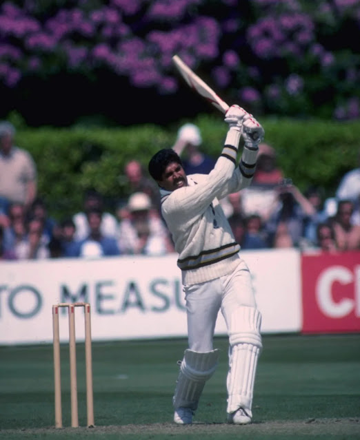 Kapil Dev during his 175 v Zimbabwe