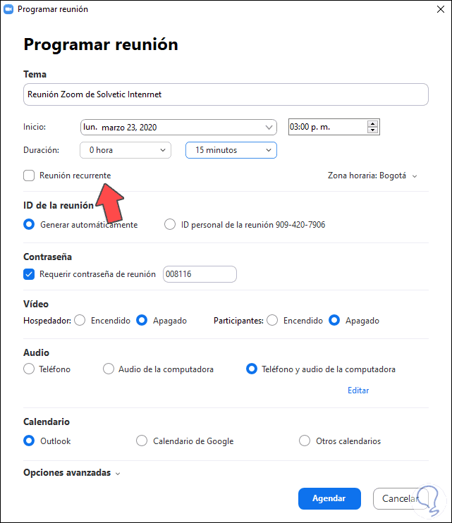 Cómo programar un reunión en Zoom