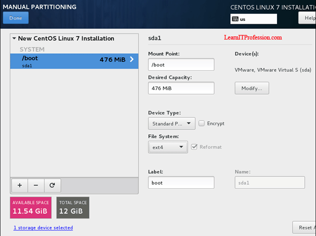 installation of centos 7 with lvm