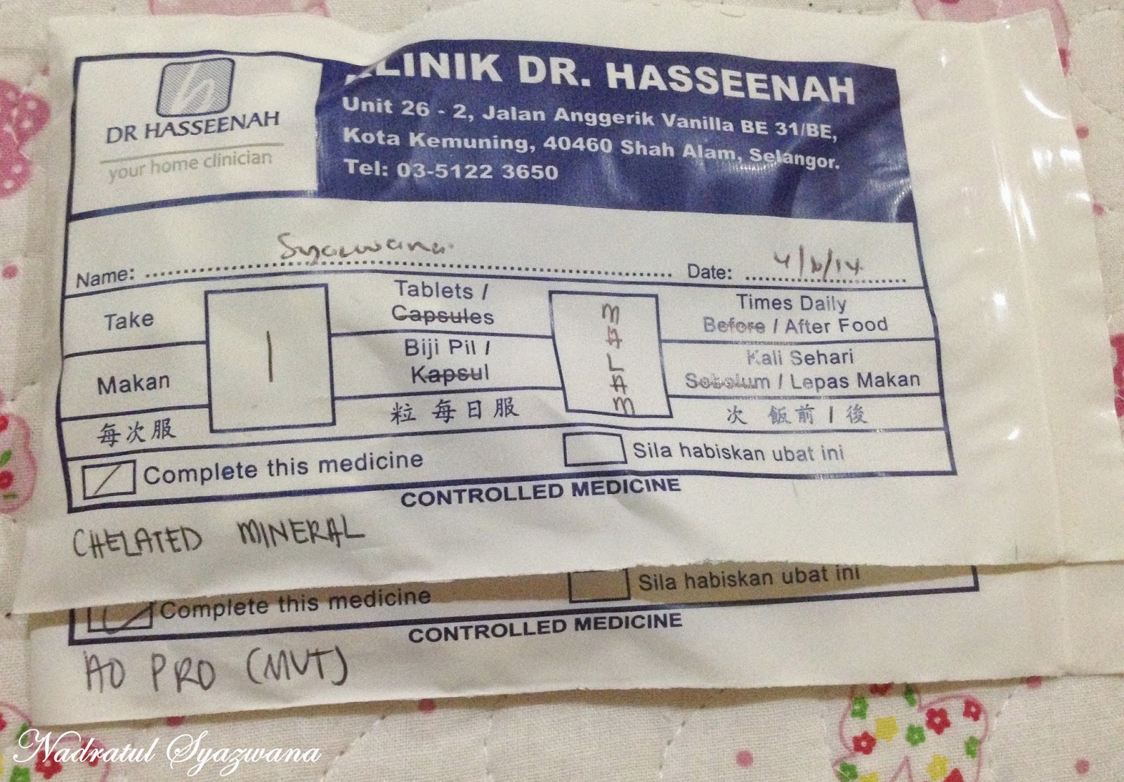 1st Appointment di Klinik Dr Hasseenah - Nadratul Syazwana