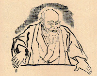 Ueshiba Morihei in una caricatura di Kondo Hidezo