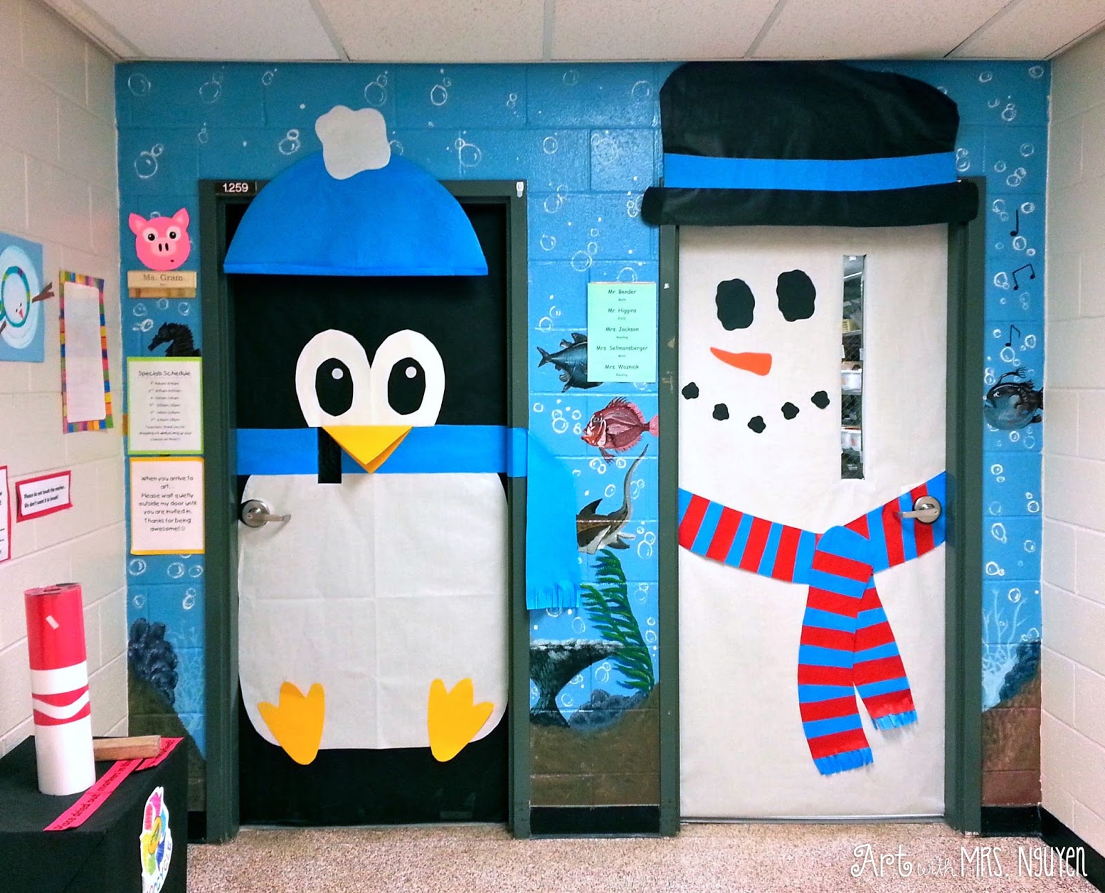  Holiday  decorated Classroom  Doors  Art with Mrs Nguyen