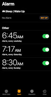 picture of various phone alarms displayed