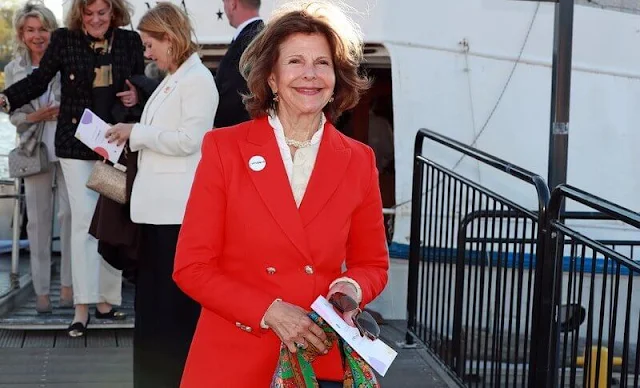 Crown Princess Victoria wore a rose Odnala wool coat by Andiata. By Malina Adele dress. Queen Silvia wore a red blazer