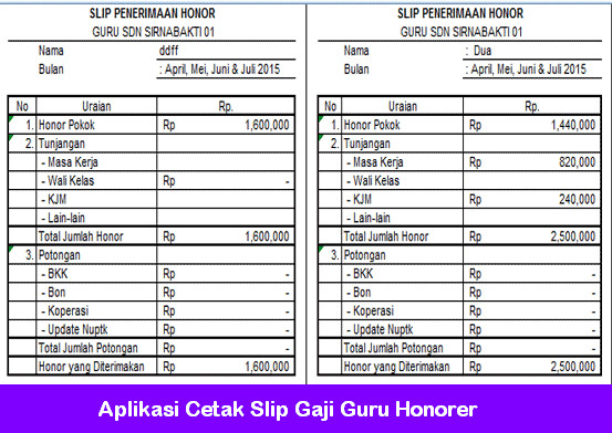 Aplikasi Cetak Slip Gaji Guru Honorer - Berkas Guru Sekolah