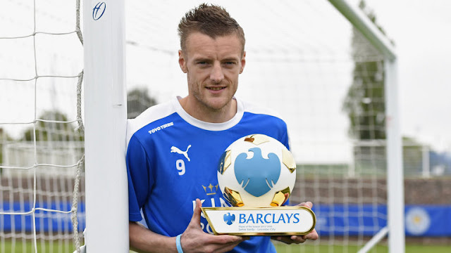 Jamie Vardy has been named Barclays Premier League Player of the Season.