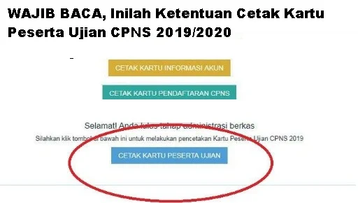 WAJIB BACA, Inilah Ketentuan Cetak Kartu Peserta Ujian CPNS 2019/2020 