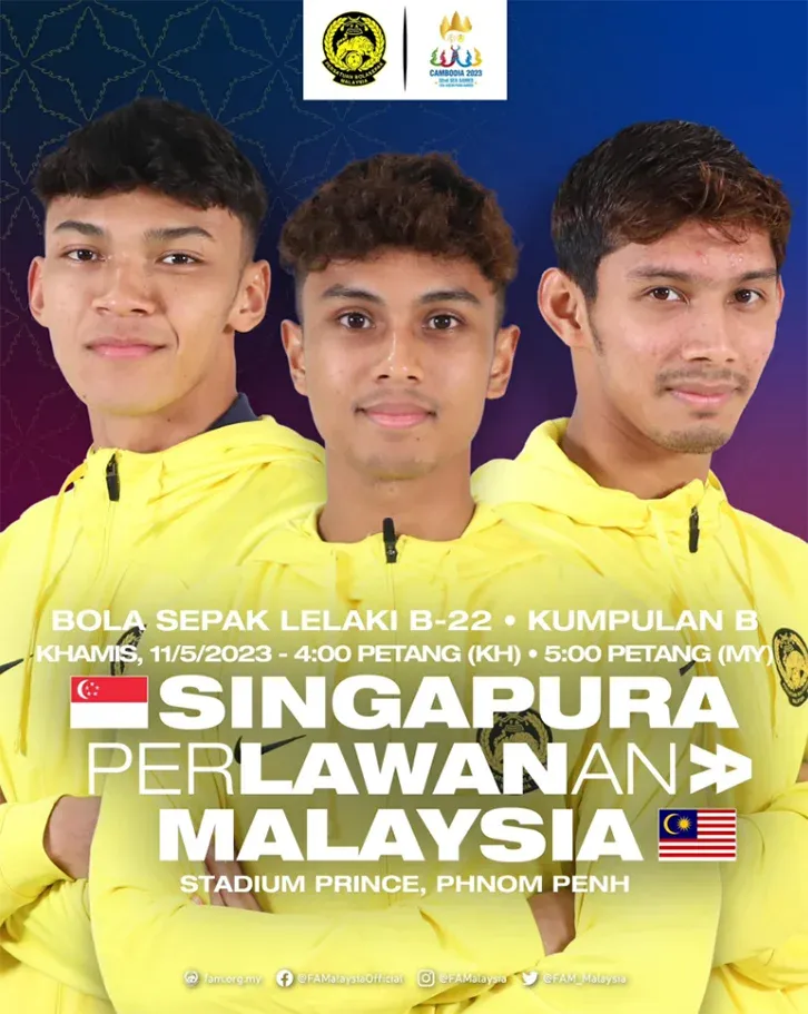 Siaran Lansung Singapura Vs Malaysia Live Streaming Bola Sepak Sukan SEA 2023