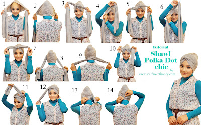 Cara Memakai Shawl Chic Polka Dot Turban Style