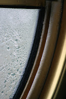 Ice & frost on the inside of the Coolcanals boat portholes