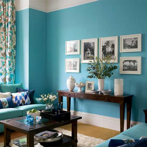 Gambar hiasan ruang  tamu  tema turquoise CikguNorazimah
