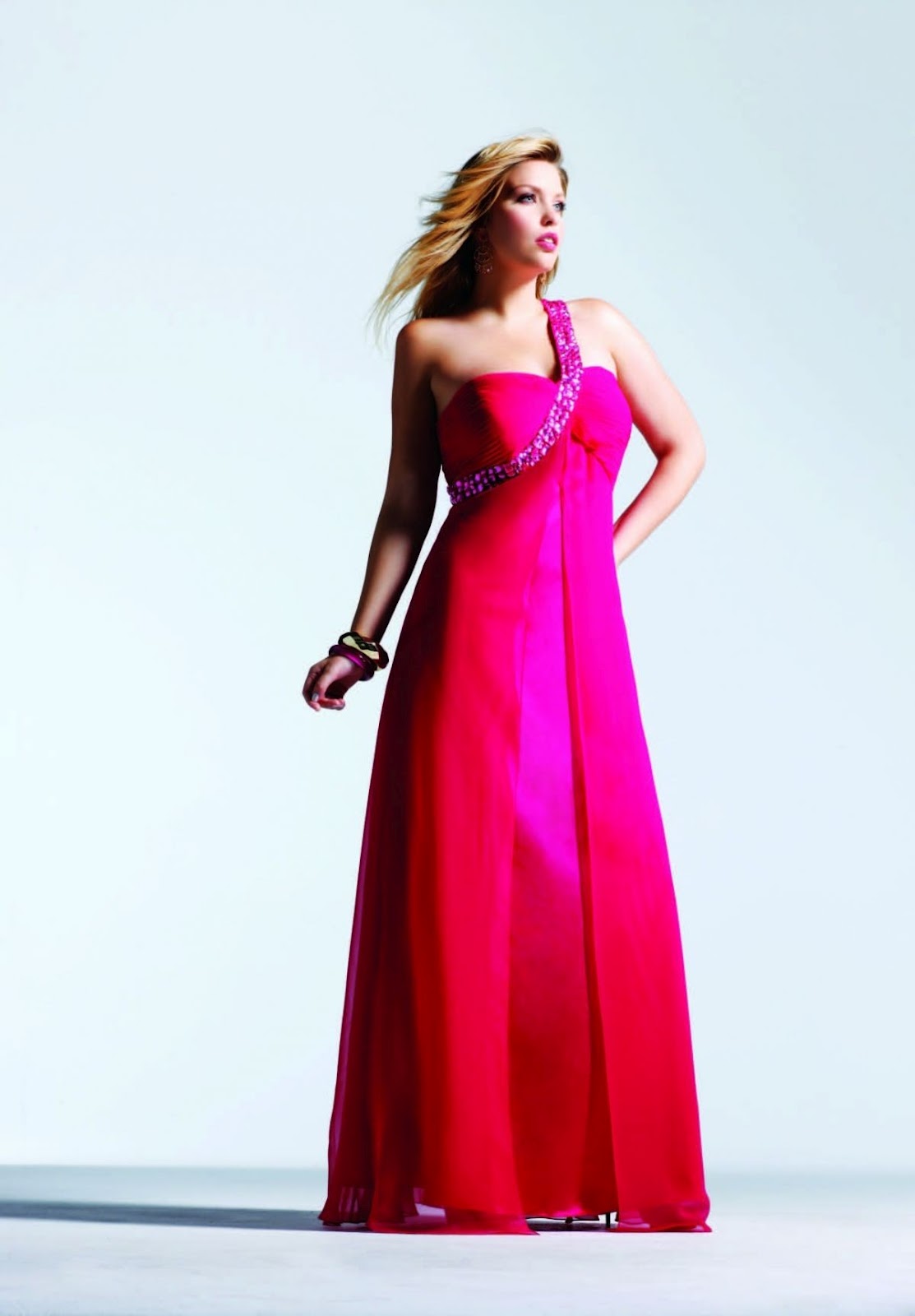 >Chiffon One-Shoulder Sweetheart A-Line Plus Size Prom Dress