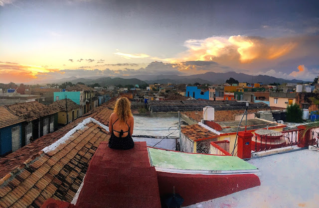 Enjoying sunset from roof top