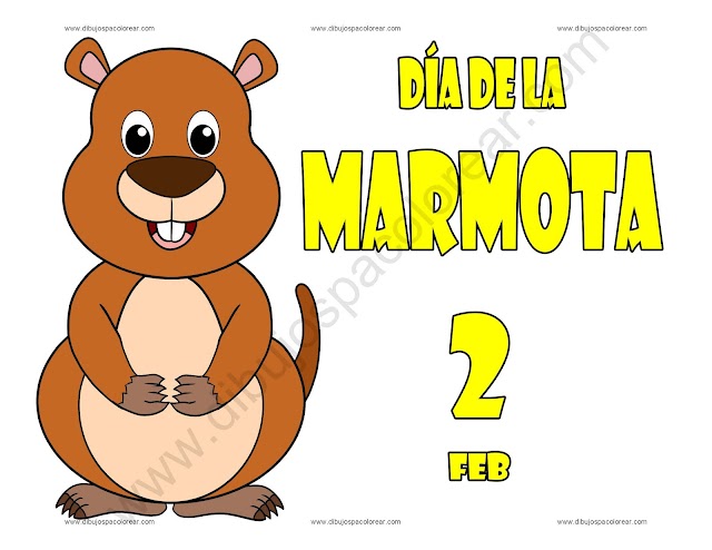 Dia Mundial de la Marmota dibujo a color y para colorear