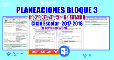 Planeaciones bloque 3 - 1°, 2°, 3°, 4°, 5°, 6°  grado primaria Ciclo Escolar -2017-2018