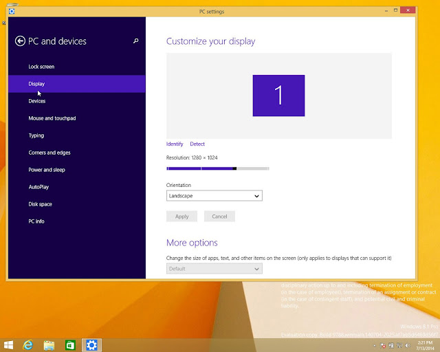 Screenshot tampilan antarmuka Windows 9