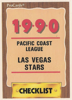 Las Vegas Stars 1990 checklist card