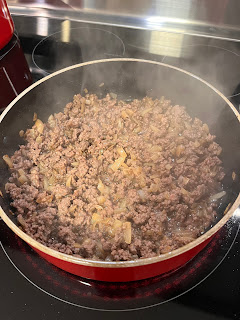 browned ground beef and onions