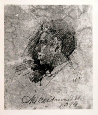Foto van tekening van portret van A.G.Beltman door Willem Penaat