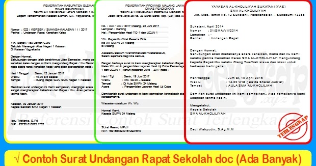 Contoh Surat Undangan Rapat Sekolah doc (Ada Banyak)