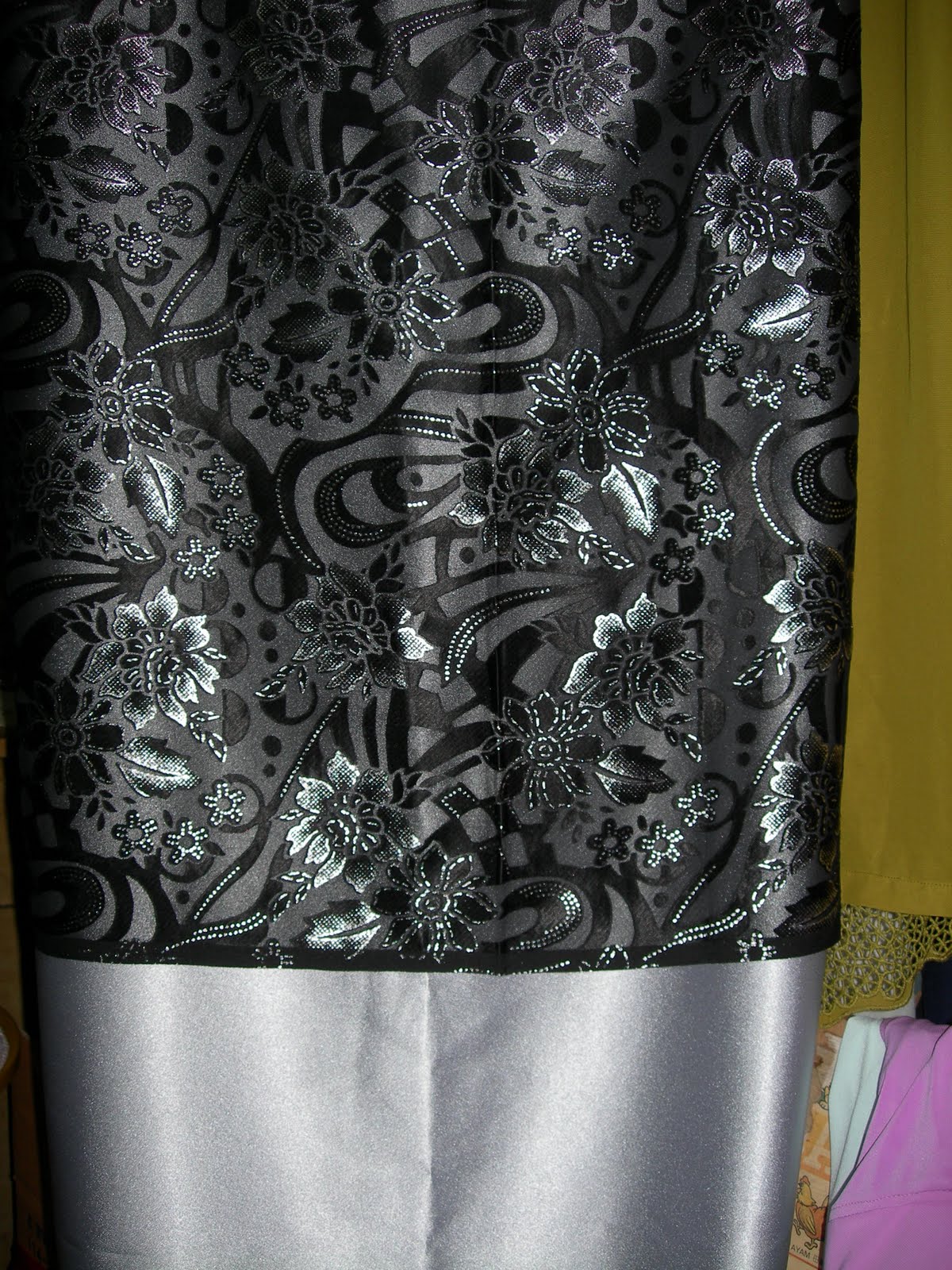 Wonderful Shop Kain sepasang jenis nipis corak silver hitam