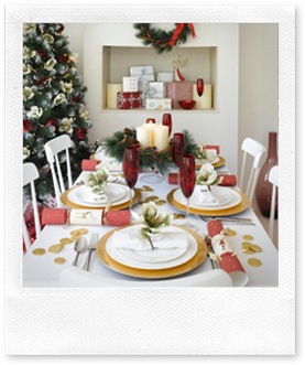 flutes, makes for simple and elegant dining room Christmas arrangement