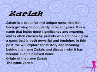 meaning of the name "Zariah"