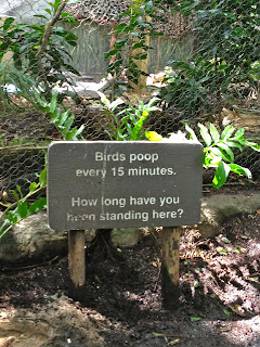 Bird poop sign at the Florida Aqarium