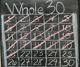 Picture of calendar marking off days remaining in #Whole30 program