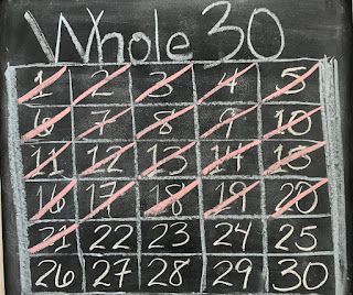 Picture of calendar marking off days remaining in #Whole30 program
