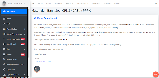 dashboard cpns belajarbro