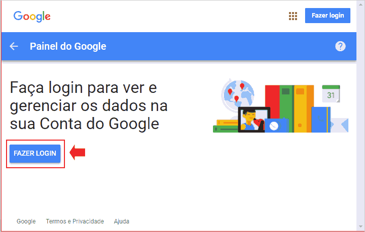 Acessando Painel do Google