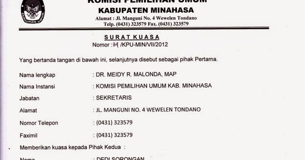 Format Contoh Surat Kuasa Yang Benar  Contoh Surat