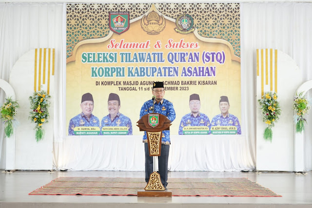 Sekdakab Asahan Buka STQ Korpri Kabupaten Asahan yang Diikuti 77 Peserta