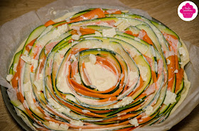 Tarte tourbillon de légumes - spirales de carottes, courgettes et feta - avant cuisson- Emilie Sweetness