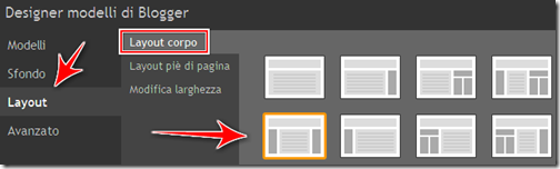 come aggiungere colonna sinistra layout blogger