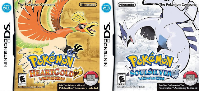 Game covers for the Pokemon games, HeartGold, SoulSilver for Nintendo DS