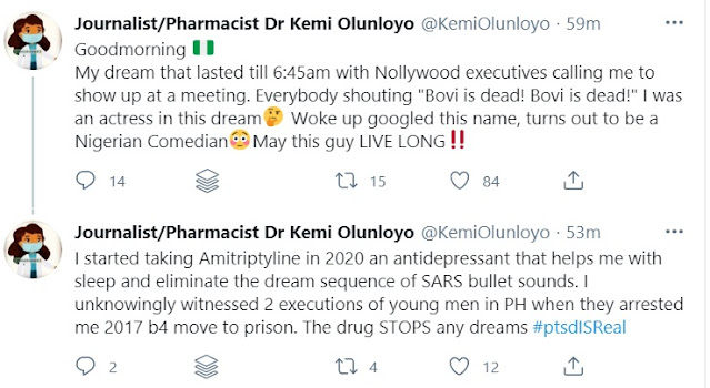 ‘I Had A Dream Where Bovi Died’ - Journalist Kemi Olunloyo