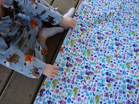 Disappearing nine patch I Spy quilt