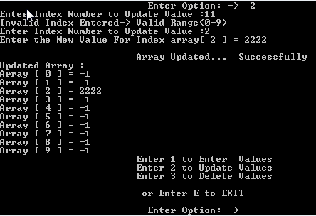 update value in array cpp