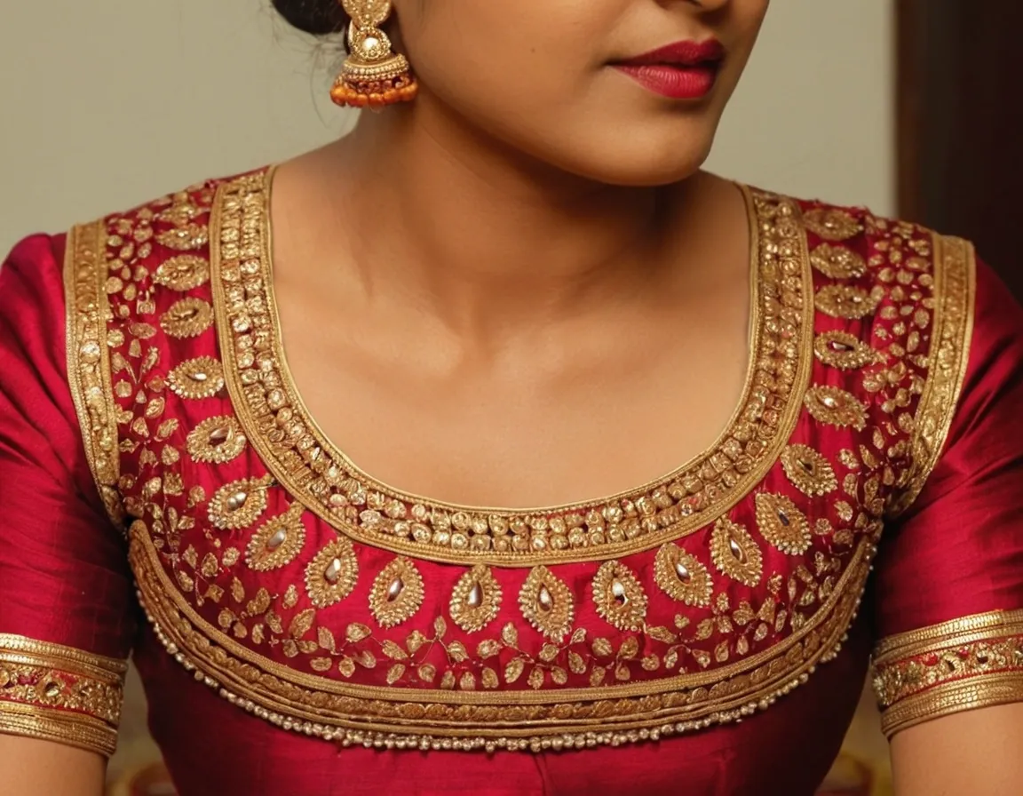Simple Aari Work Blouse Neck Designs