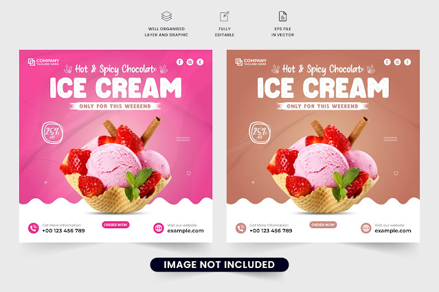 Ice cream web banner template vector free download