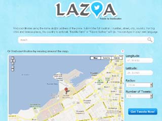 موقع lazqa لعرض التغريدات حسب المنطقة الجغرافية