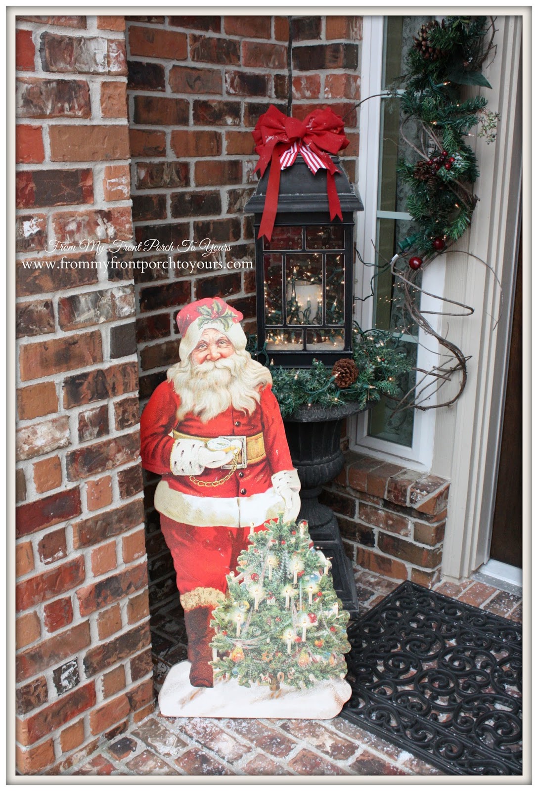 Vintage Cutout Santa- Antique Farmhouse-Simple Vintage Christmas Front Porch- From My Front Porch To Yours